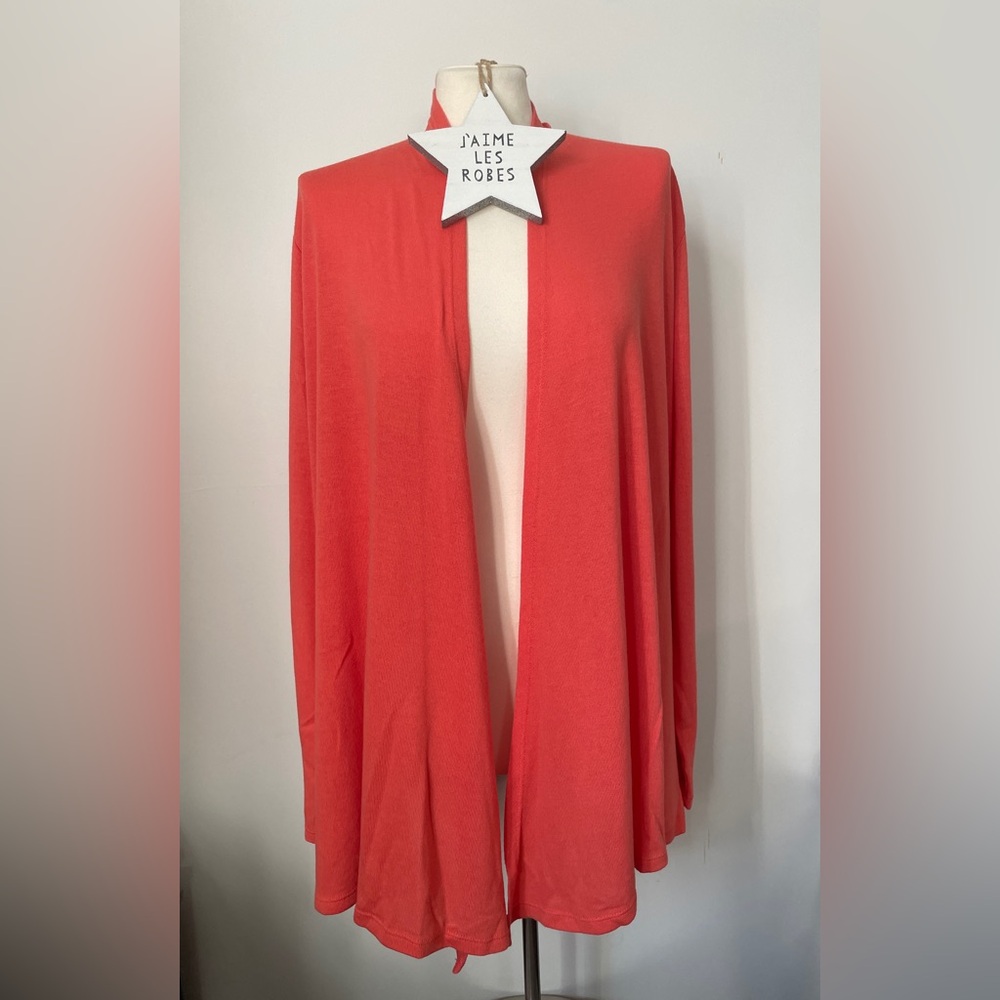 41 Hawthorn Vibrant Coral Open Cardigan